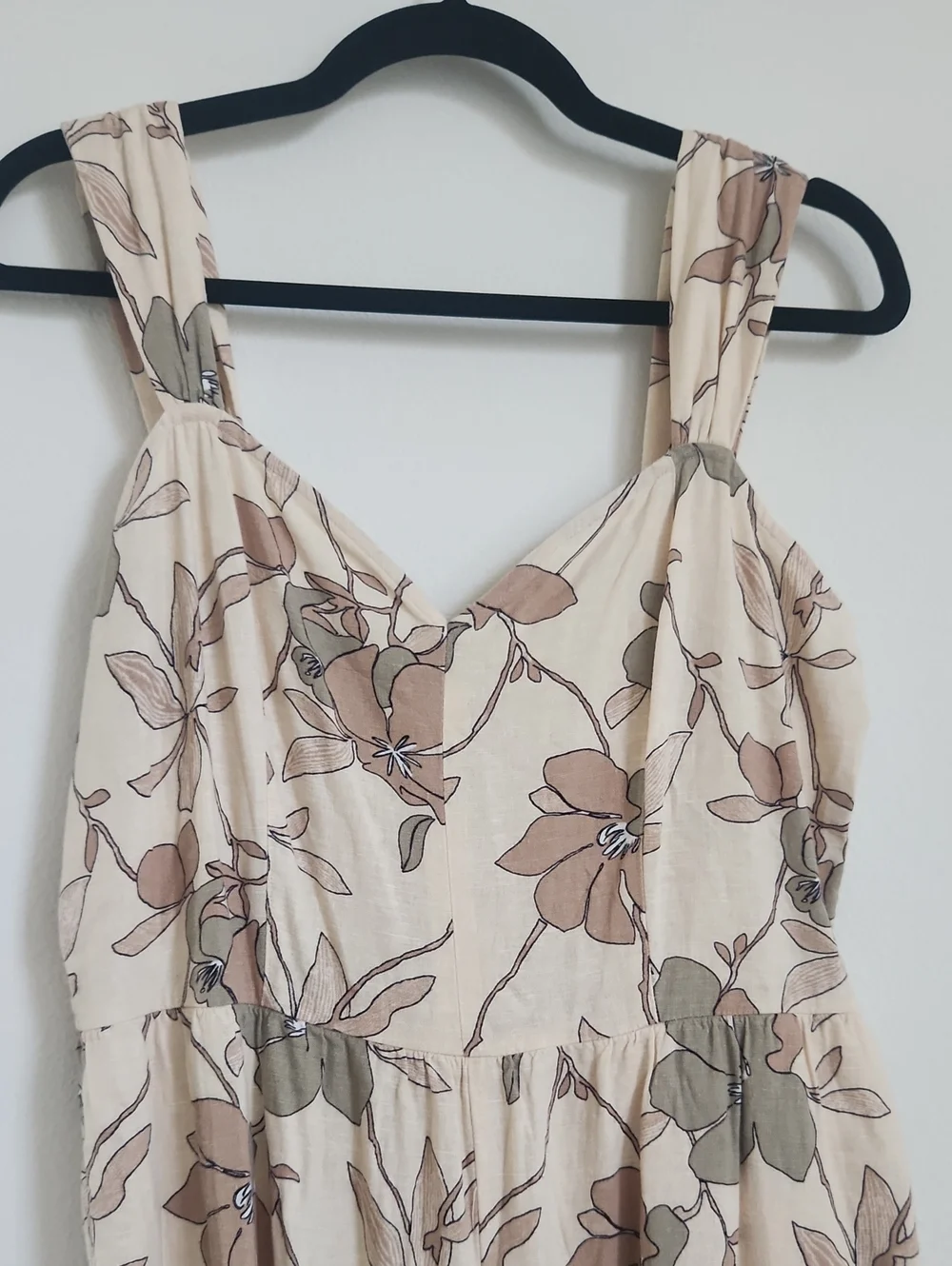 LOFT Cream Jumpsuit with Brown & Olive Floral Print - Picture 3 of 6